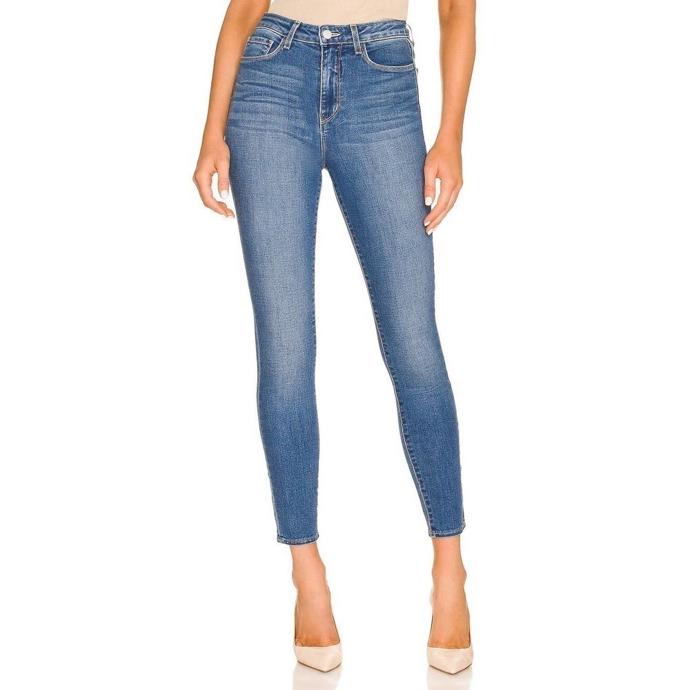 New L'agence Monique Ultra High Rise Jeans Light Wash Blue Women's Size 26